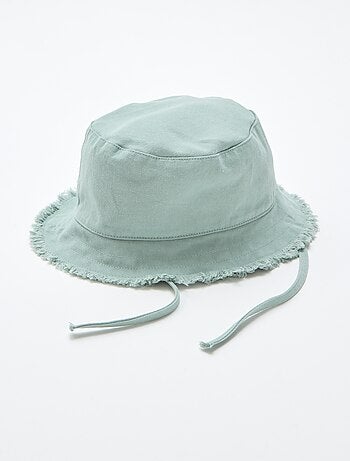 Effen bucket hat van katoen met franjes en trekkoordjes