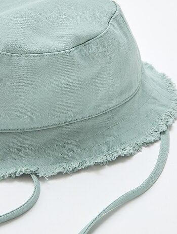 Effen bucket hat van katoen met franjes en trekkoordjes