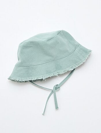 Effen bucket hat van katoen met franjes en trekkoordjes