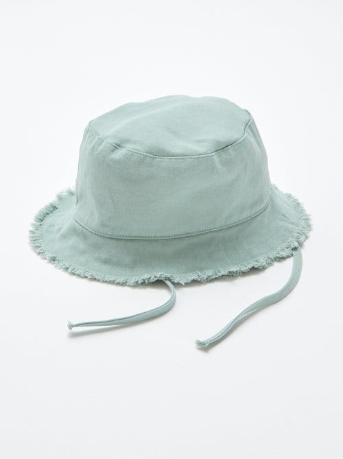 Effen bucket hat van katoen met franjes en trekkoordjes - Kiabi