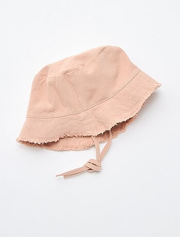 Effen bucket hat van katoen met franjes en trekkoordjes