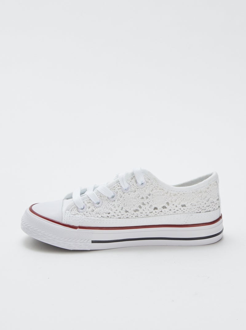 Effen canvas sneaker Wit - Kiabi