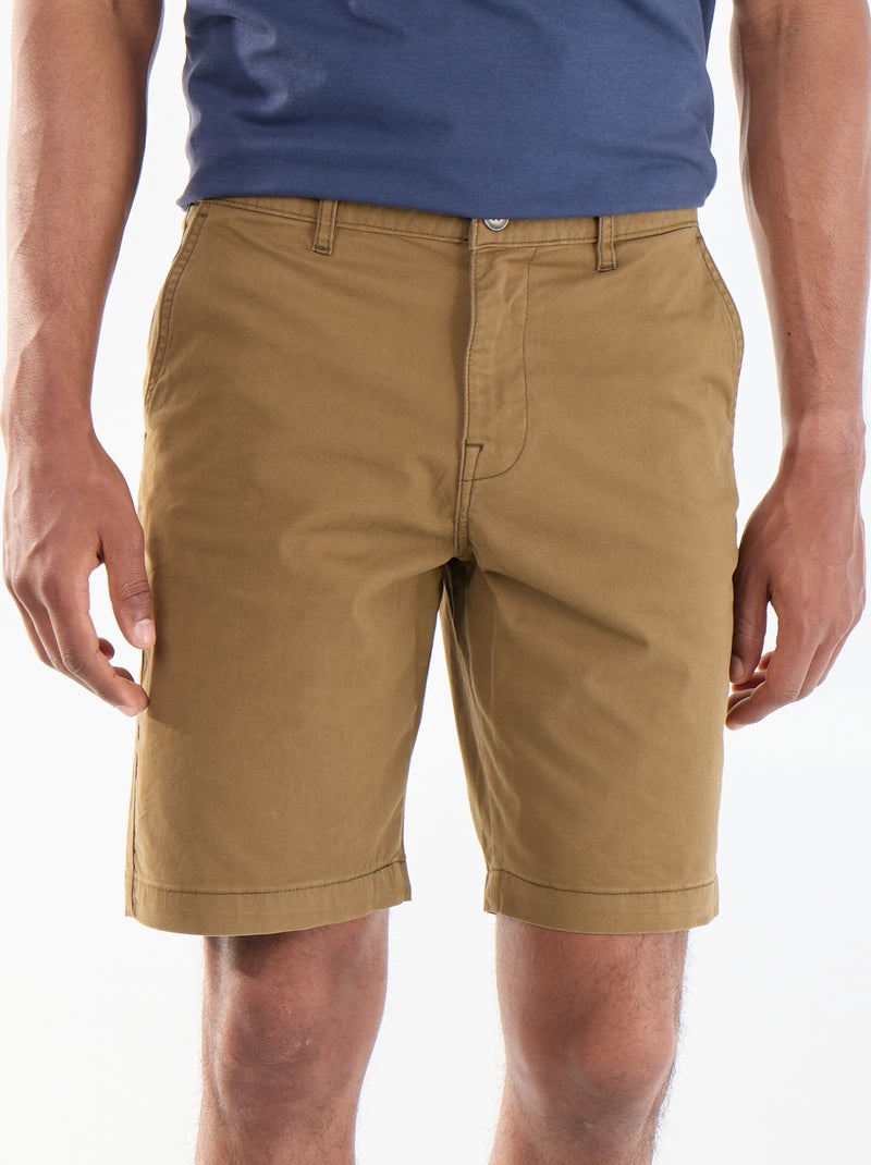 Effen chino bermuda Bruin - Kiabi