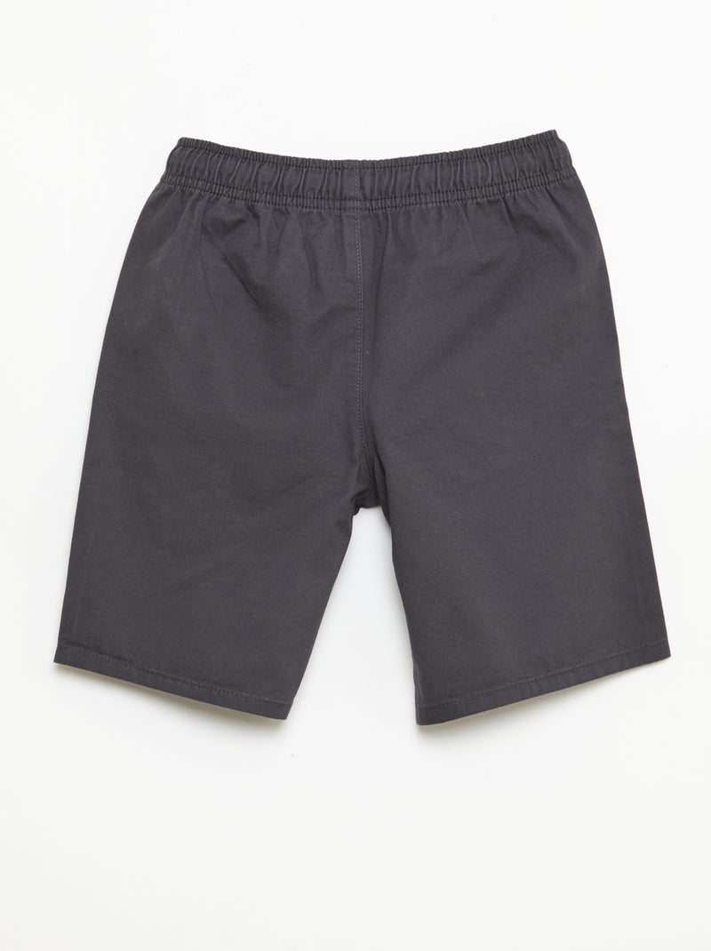Effen chino bermuda met trekkoordjes Zwart - Kiabi