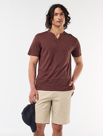 Effen chino bermuda van dobby