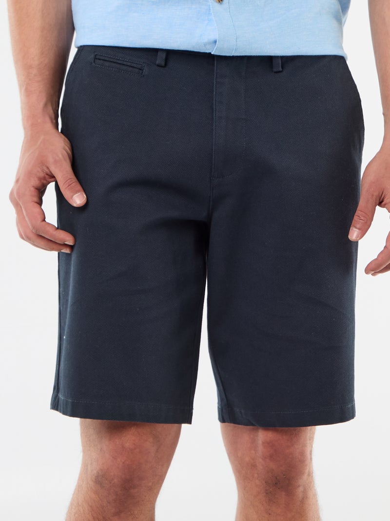 Effen chino bermuda van dobby Blauw - Kiabi