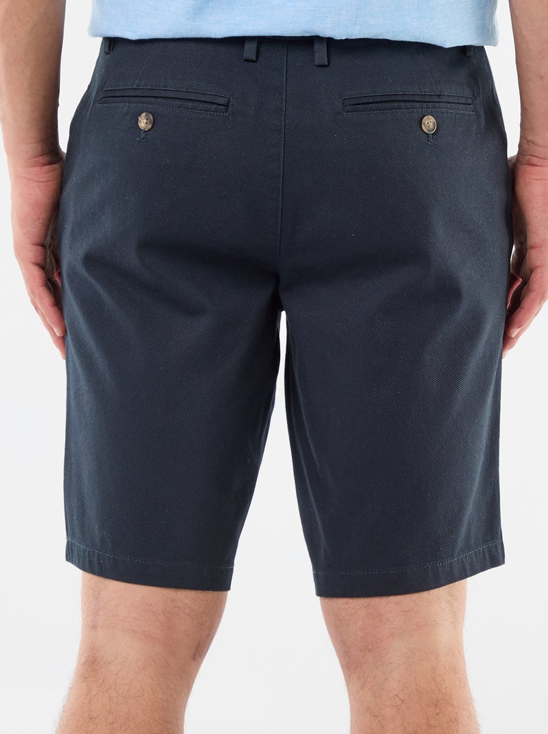 Effen chino bermuda van dobby Blauw - Kiabi