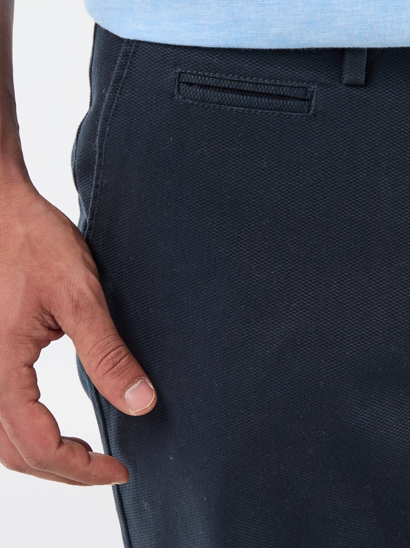 Effen chino bermuda van dobby Blauw - Kiabi