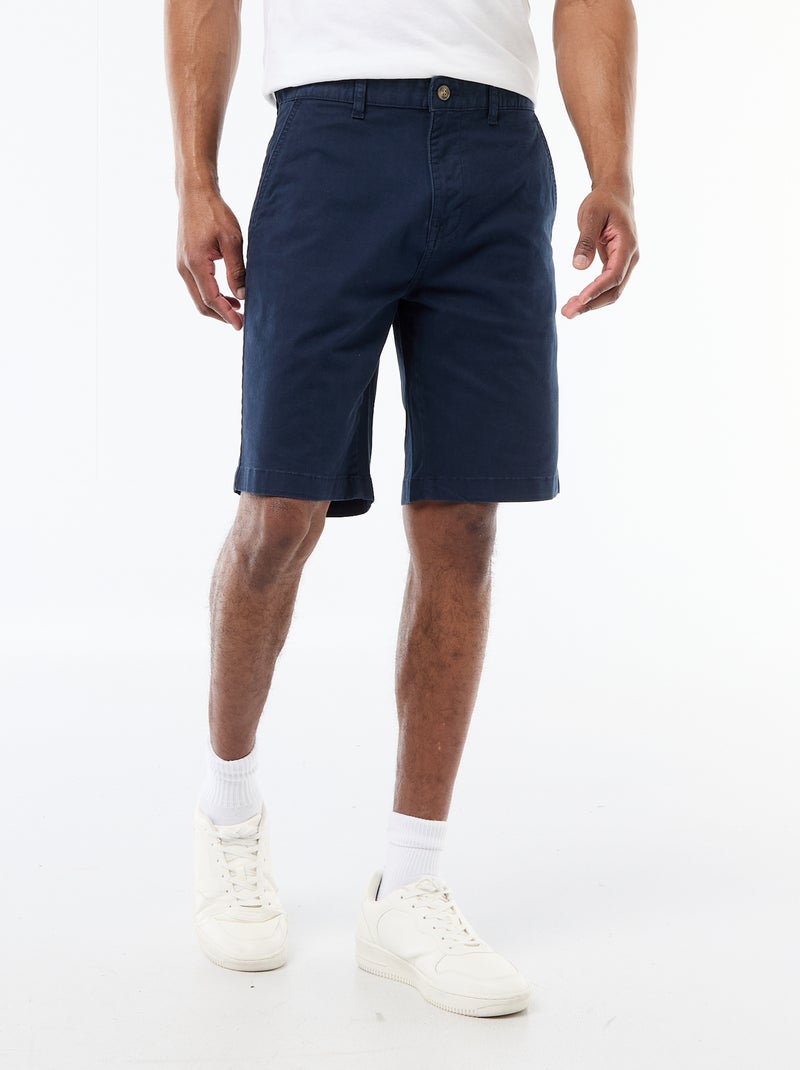 Effen chino bermuda van katoentwill Blauw - Kiabi