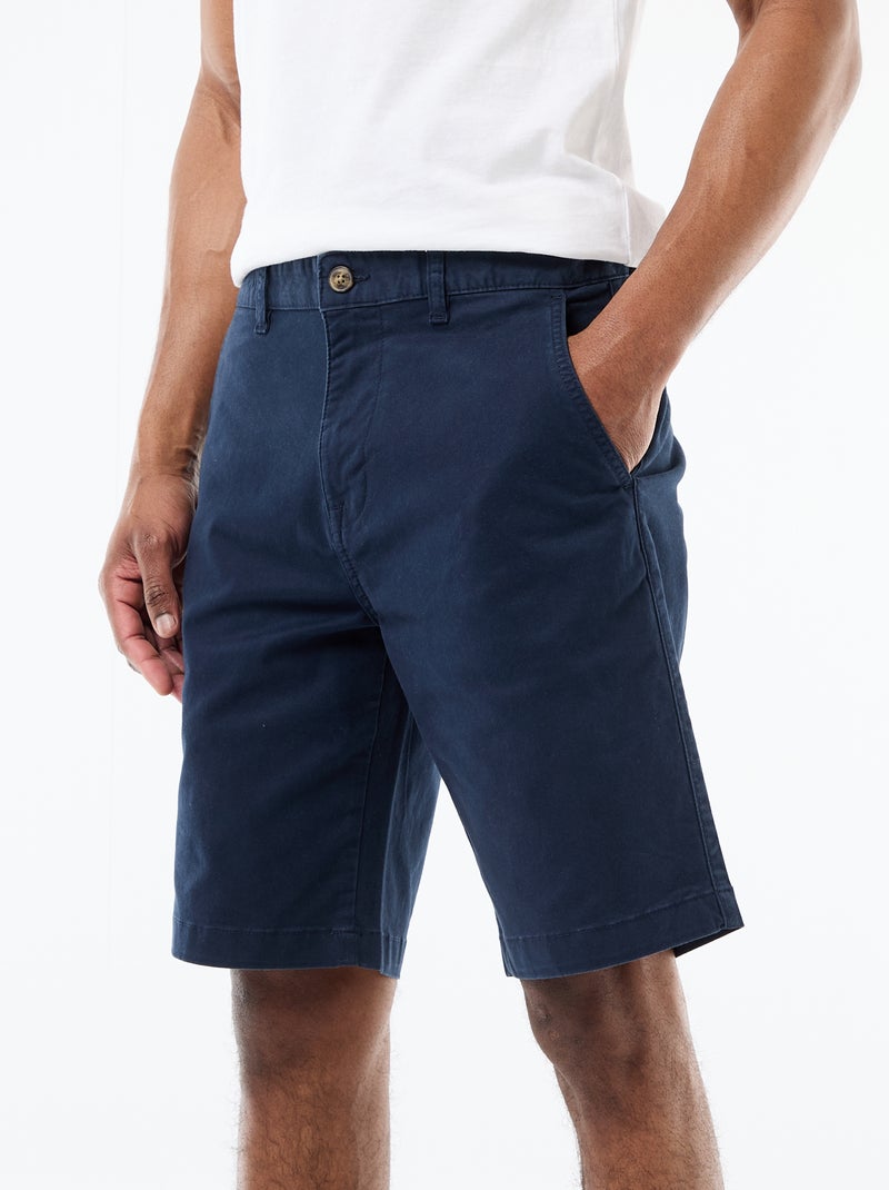 Effen chino bermuda van katoentwill Blauw - Kiabi