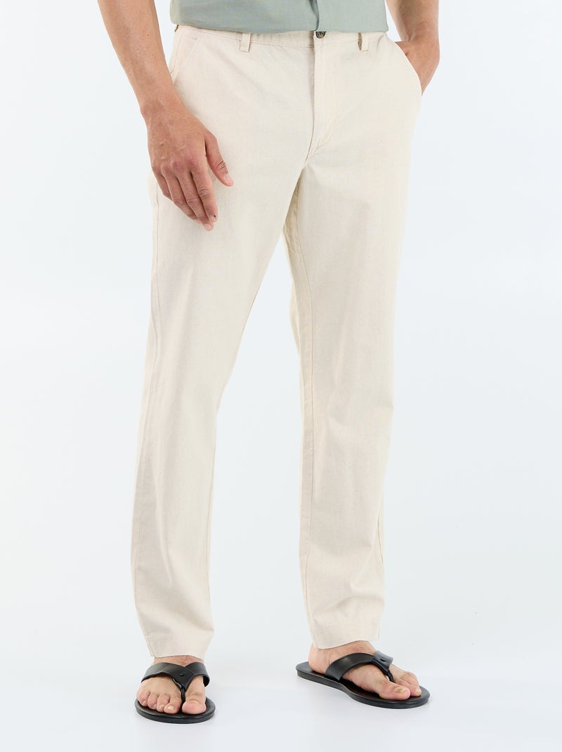 Effen chino met standaard taille Wit - Kiabi