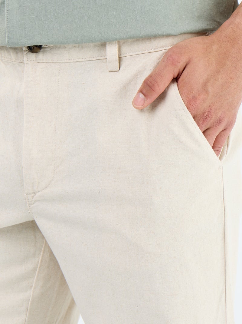 Effen chino met standaard taille Wit - Kiabi