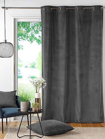 Effen corduroy nonchalant gordijn met eyelet in salie