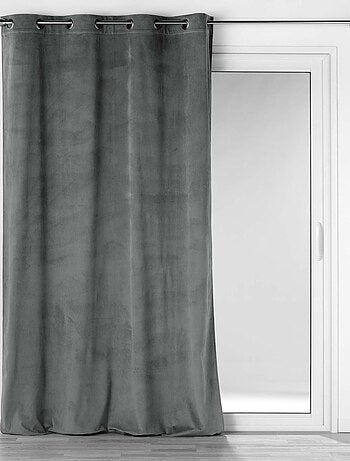 Effen corduroy nonchalant gordijn met eyelet in salie