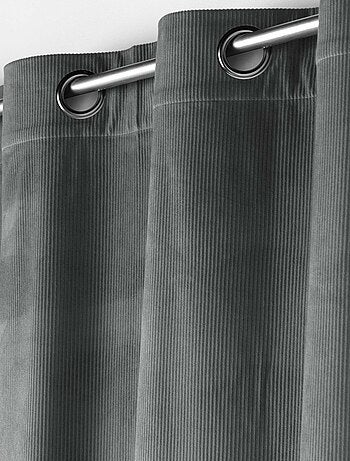 Effen corduroy nonchalant gordijn met eyelet in salie