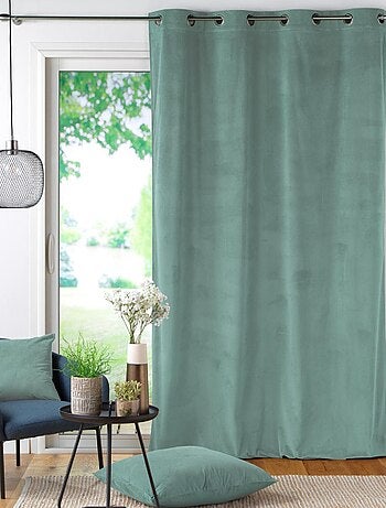 Effen corduroy nonchalant gordijn met eyelet in salie