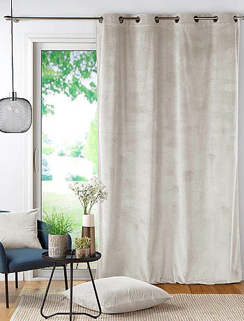 Effen corduroy nonchalant gordijn met eyelet in salie