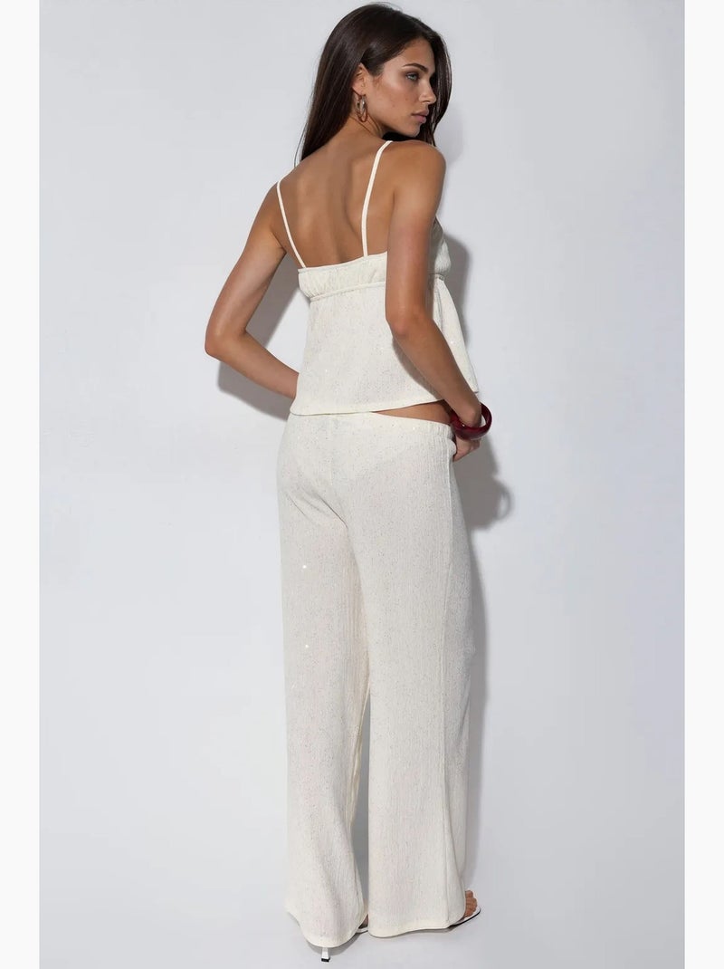 Effen crêpe cami-top busem Gebroken wit - Kiabi