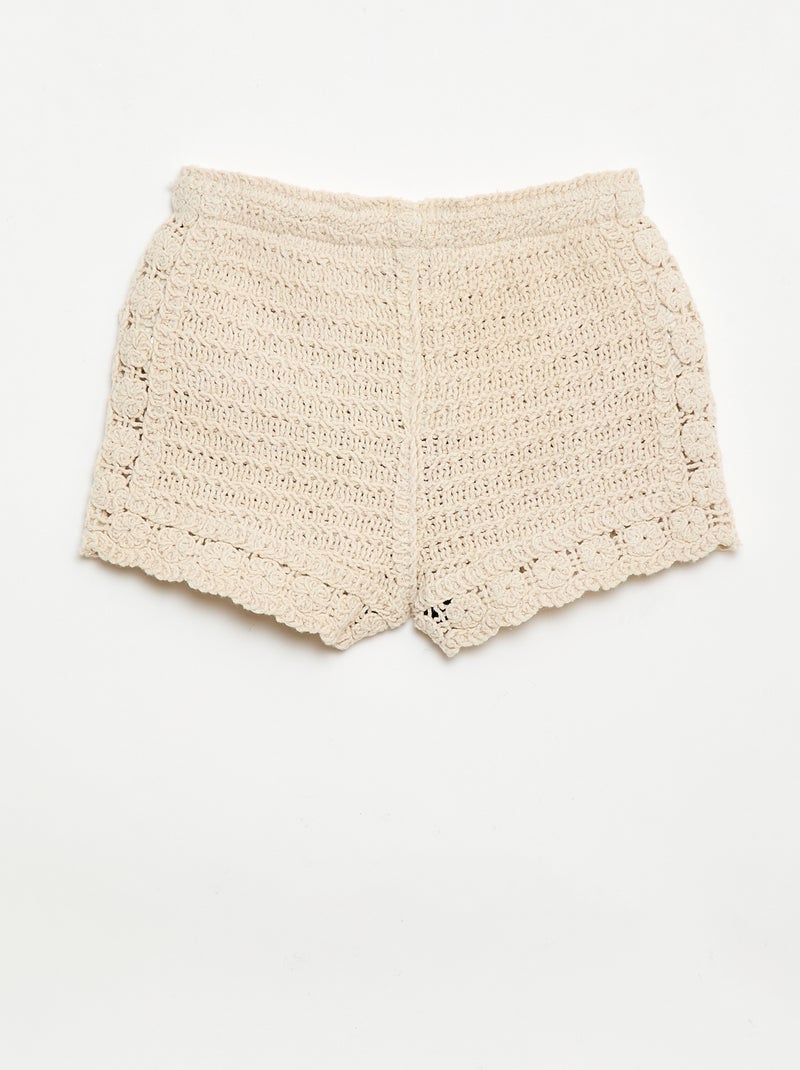 Effen crochetshort Biege - Kiabi