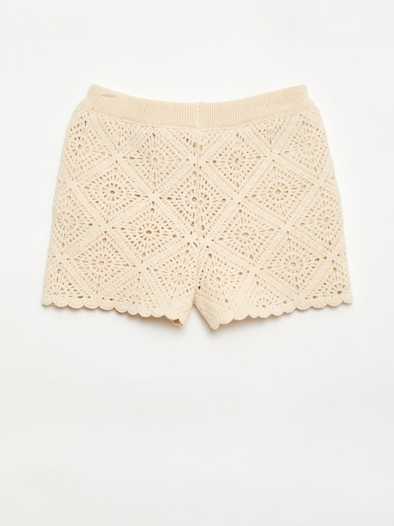 Effen crochetshort Wit - Kiabi