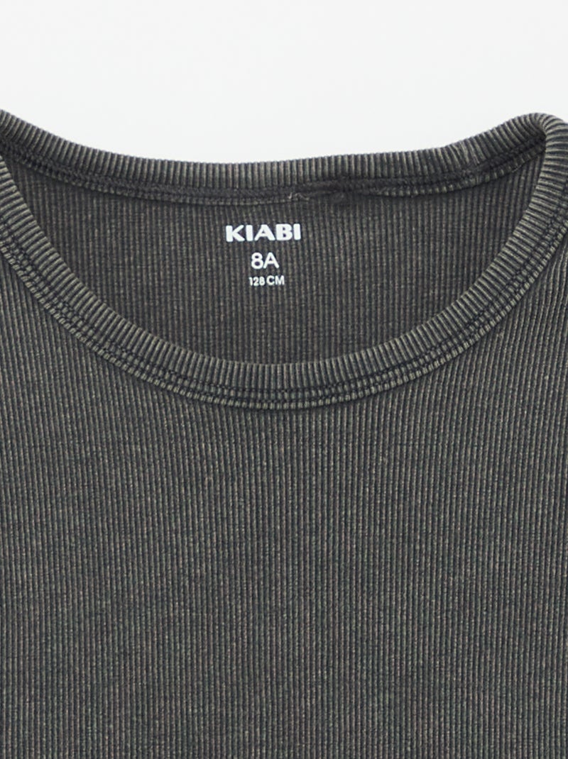 Effen débardeur van ribtricot Zwart - Kiabi