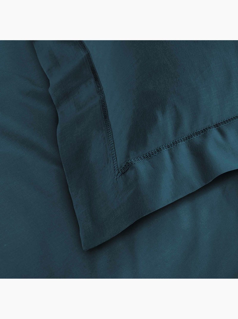 Effen dekbedovertrekset – 2 kussenslopen 63 x 63 cm inbegrepen Blauw - Kiabi
