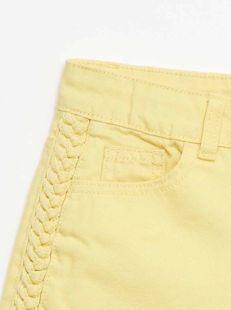 Effen denim bermuda met 5 zakken Geel - Kiabi