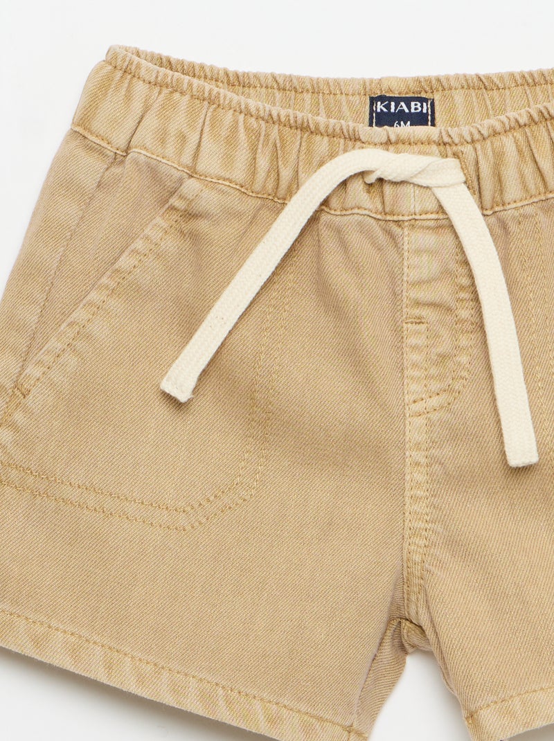 Effen denim short Biege - Kiabi