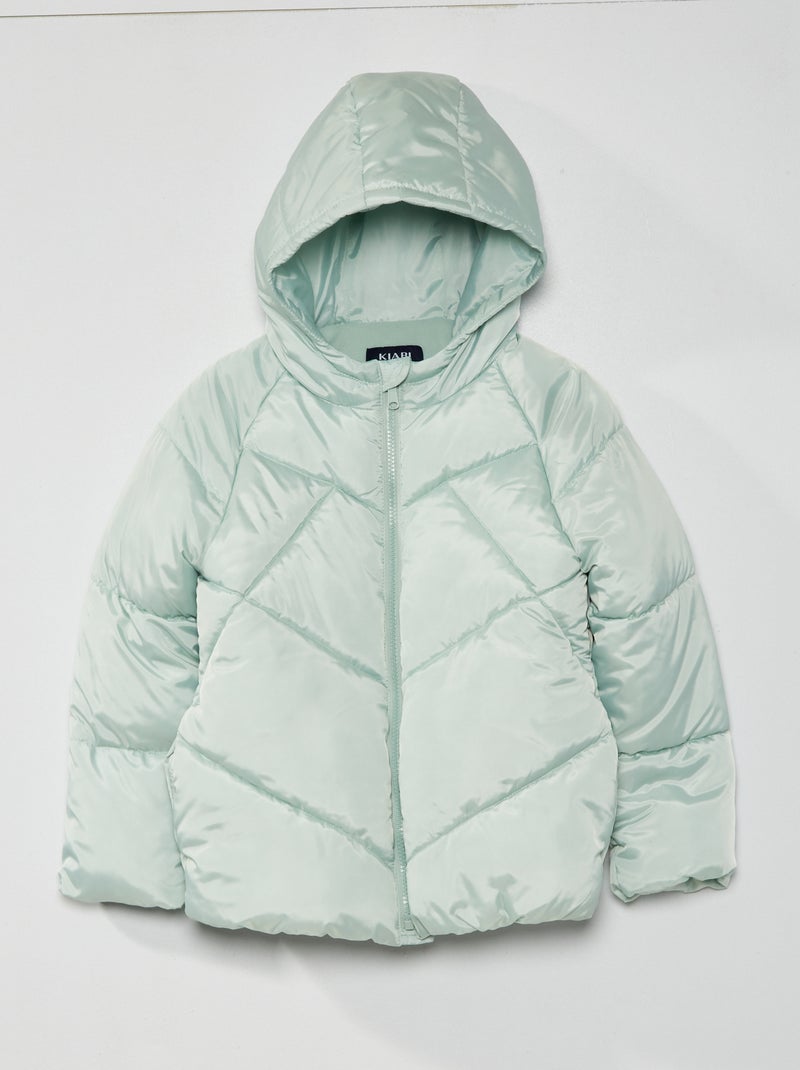 Effen donsjack met capuchon blauw - Kiabi