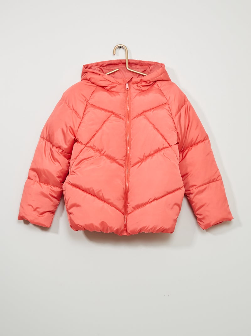 Effen donsjack met capuchon roze - Kiabi