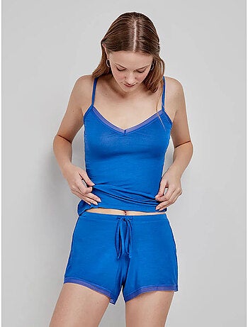 Effen en verstelbare korte broek van modal met kanten details