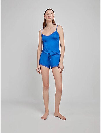 Effen en verstelbare korte broek van modal met kanten details