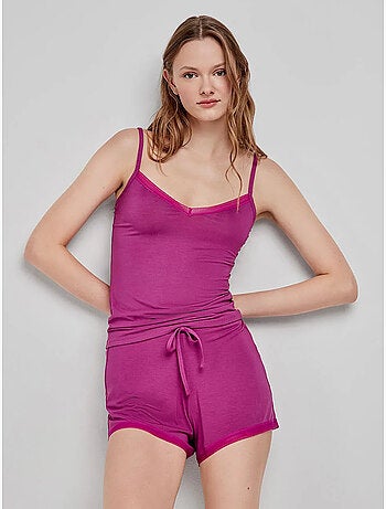 Effen en verstelbare korte broek van modal met kanten details