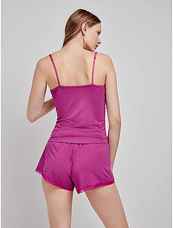 Effen en verstelbare korte broek van modal met kanten details