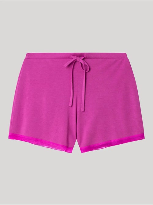 Effen en verstelbare korte broek van modal met kanten details - Kiabi Effen en verstelbare korte broek van modal met kanten details - Kiabi