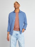 Effen, flanellen overhemd BLAUW - Kiabi
