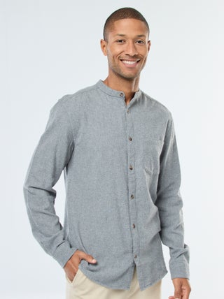 Effen, flanellen overhemd met Maokraag