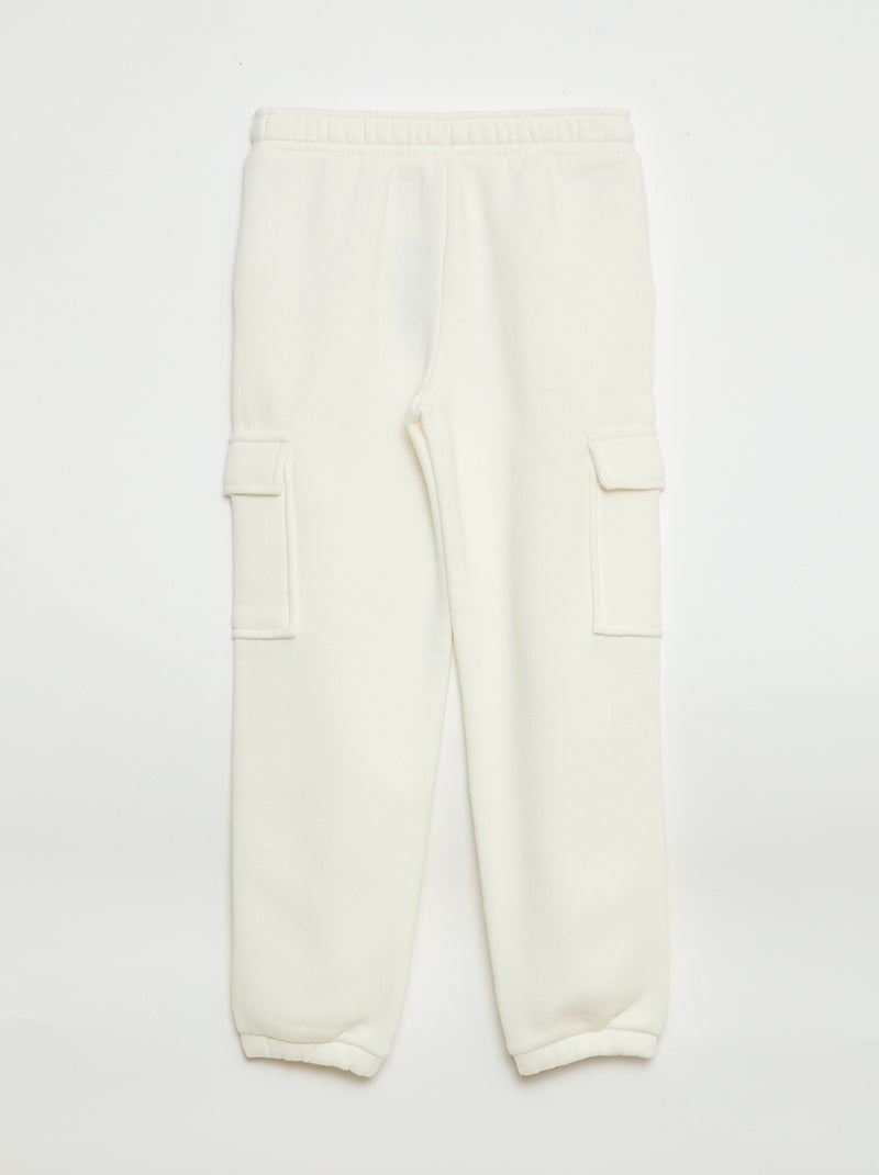 Effen fleece joggingbroek met zakken Wit - Kiabi