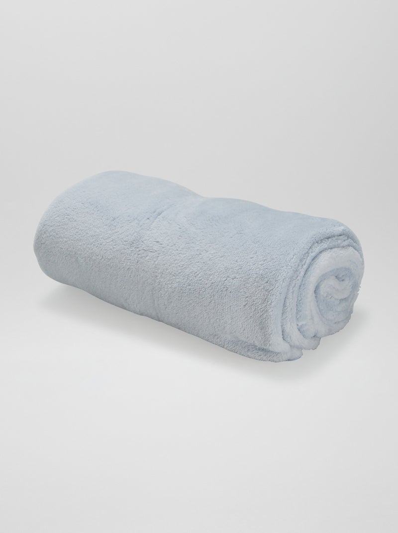 Effen fleecedeken BLAUW - Kiabi