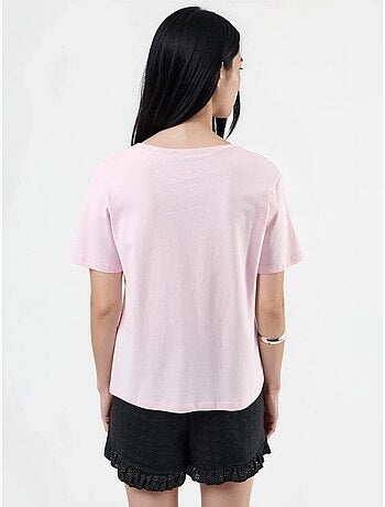 Effen gebreid t-shirt met v-hals busem