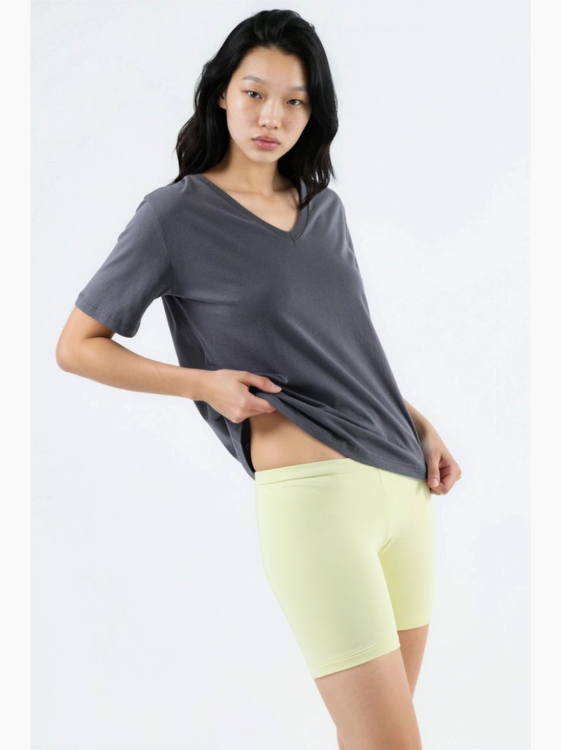 Effen gebreid t-shirt met v-hals busem Donkergrijs - Kiabi