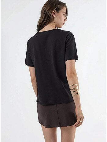Effen gebreid t-shirt met v-hals busem