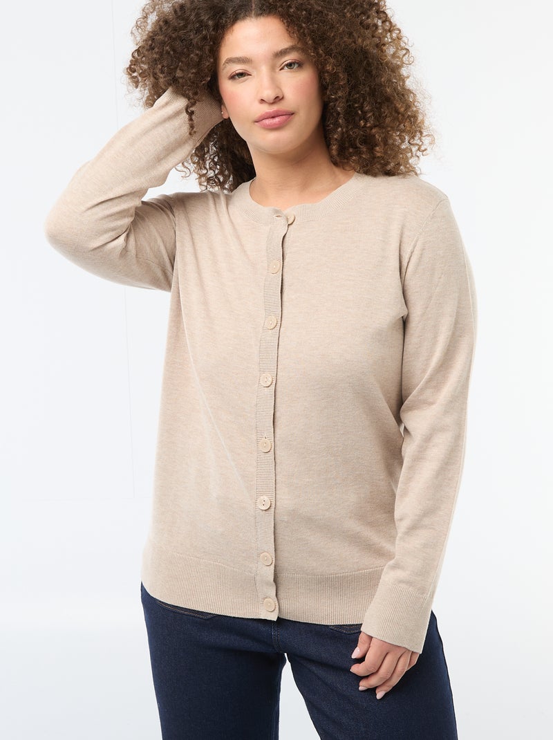 Effen gebreid vest Biege - Kiabi