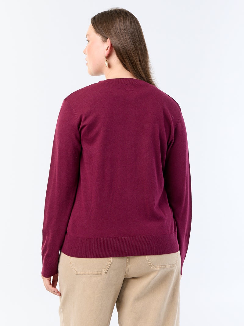 Effen gebreid vest Bordeaux - Kiabi