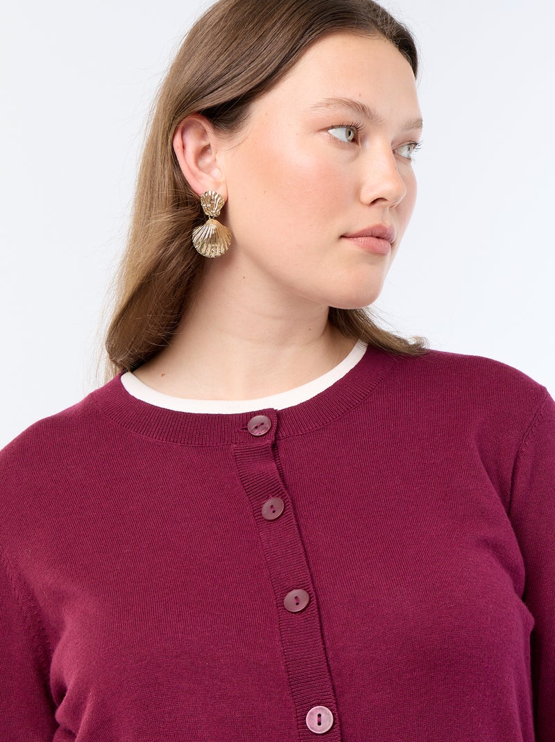 Effen gebreid vest Bordeaux - Kiabi