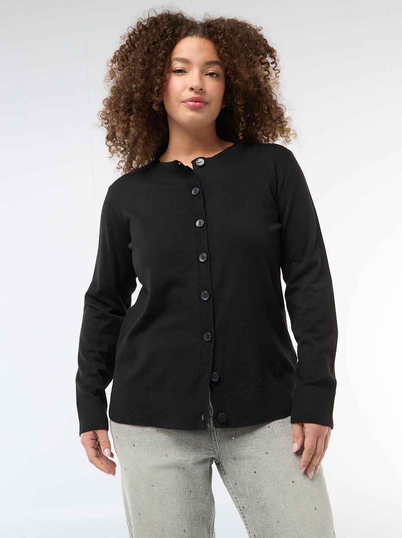 Effen gebreid vest Zwart - Kiabi