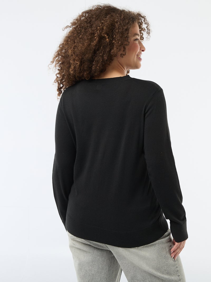 Effen gebreid vest Zwart - Kiabi