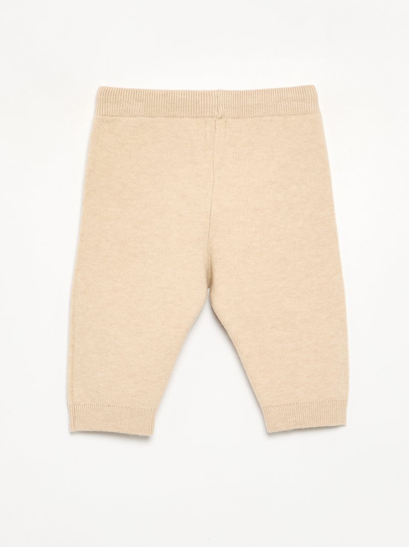 Effen gebreide broek Biege - Kiabi