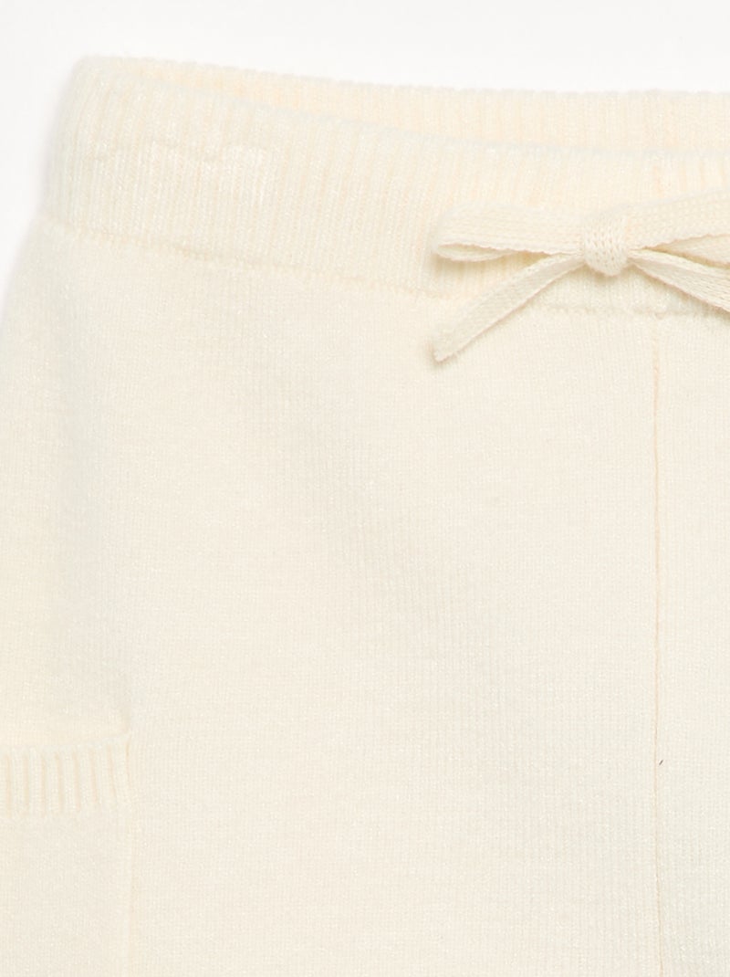 Effen gebreide broek Wit - Kiabi