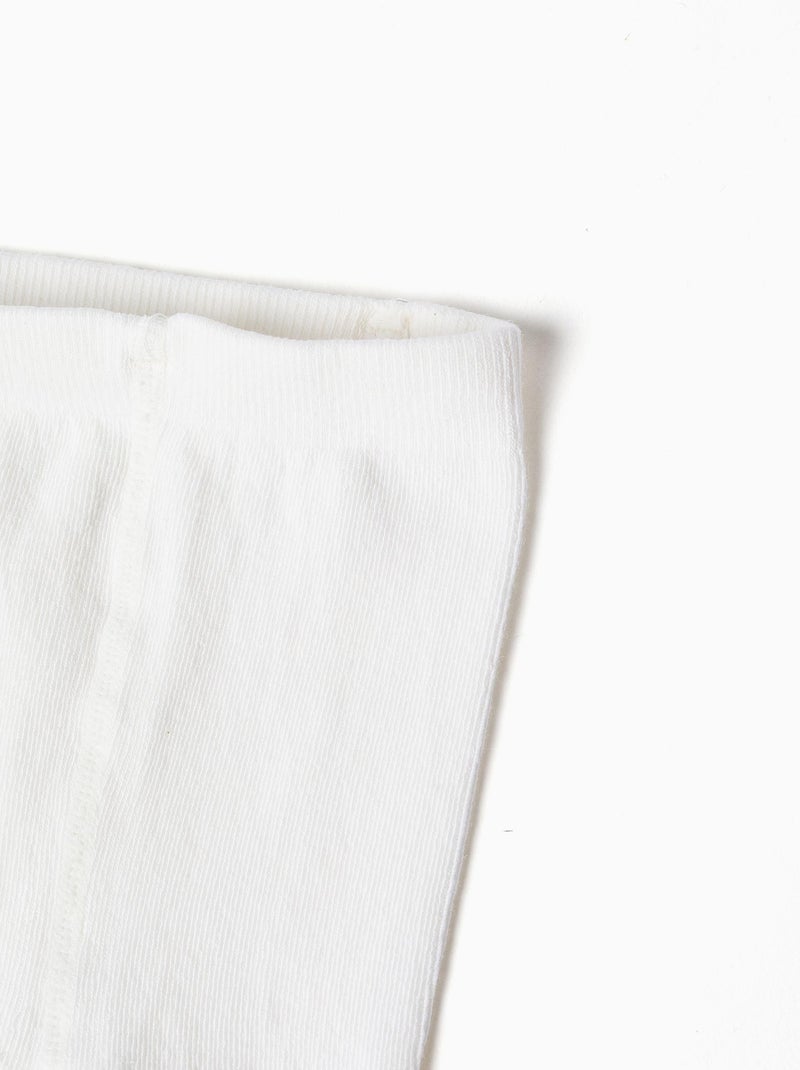Effen gebreide panty met anti-pilling Wit - Kiabi